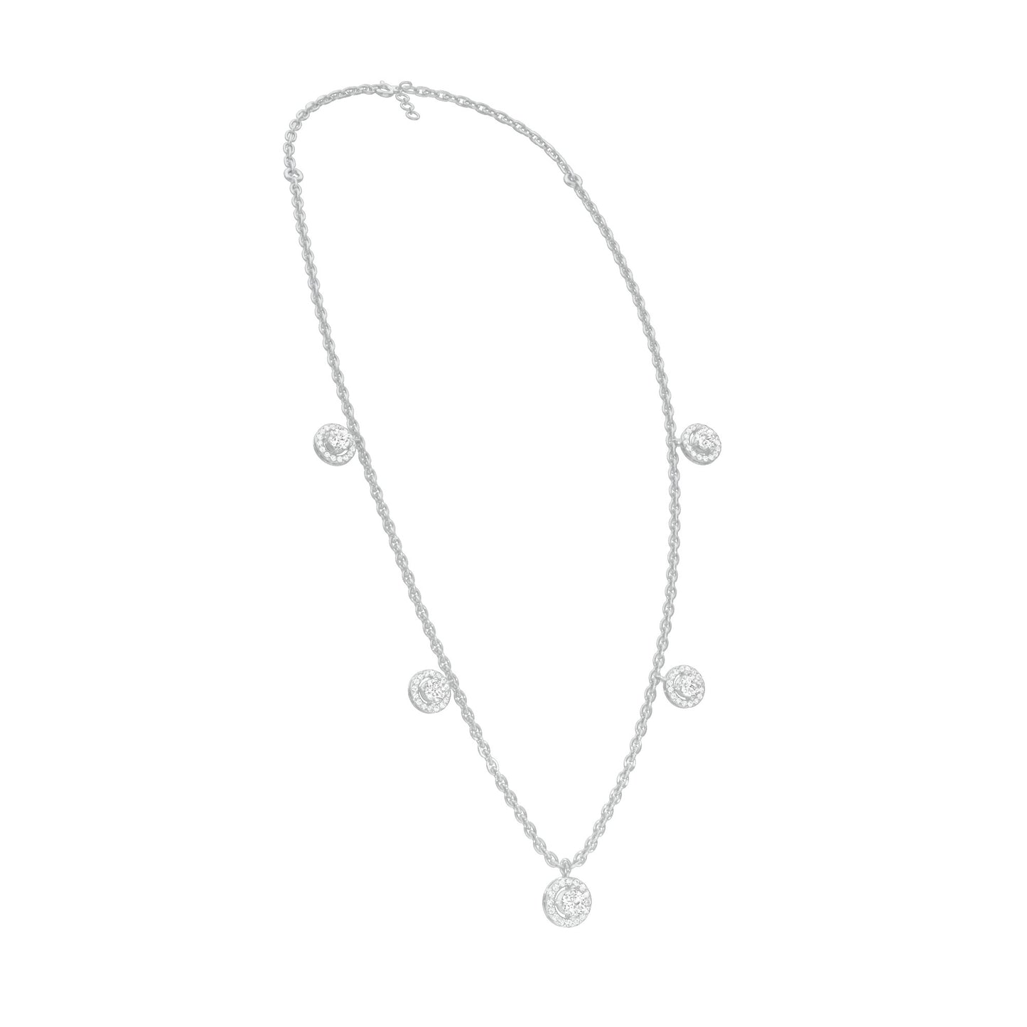 Dangling Coin Diamond Charm Necklace 18 KT / White Gold