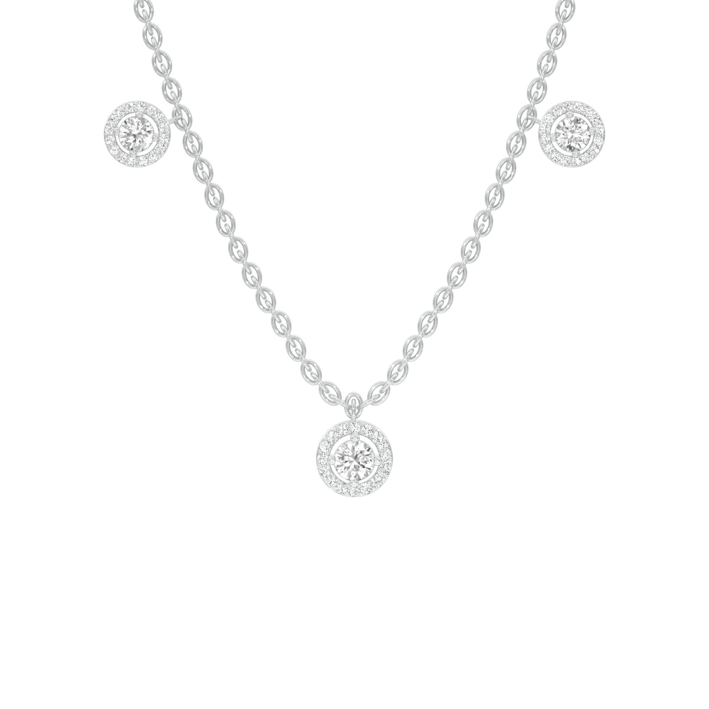 Dangling Coin Diamond Charm Necklace 18 KT / White Gold