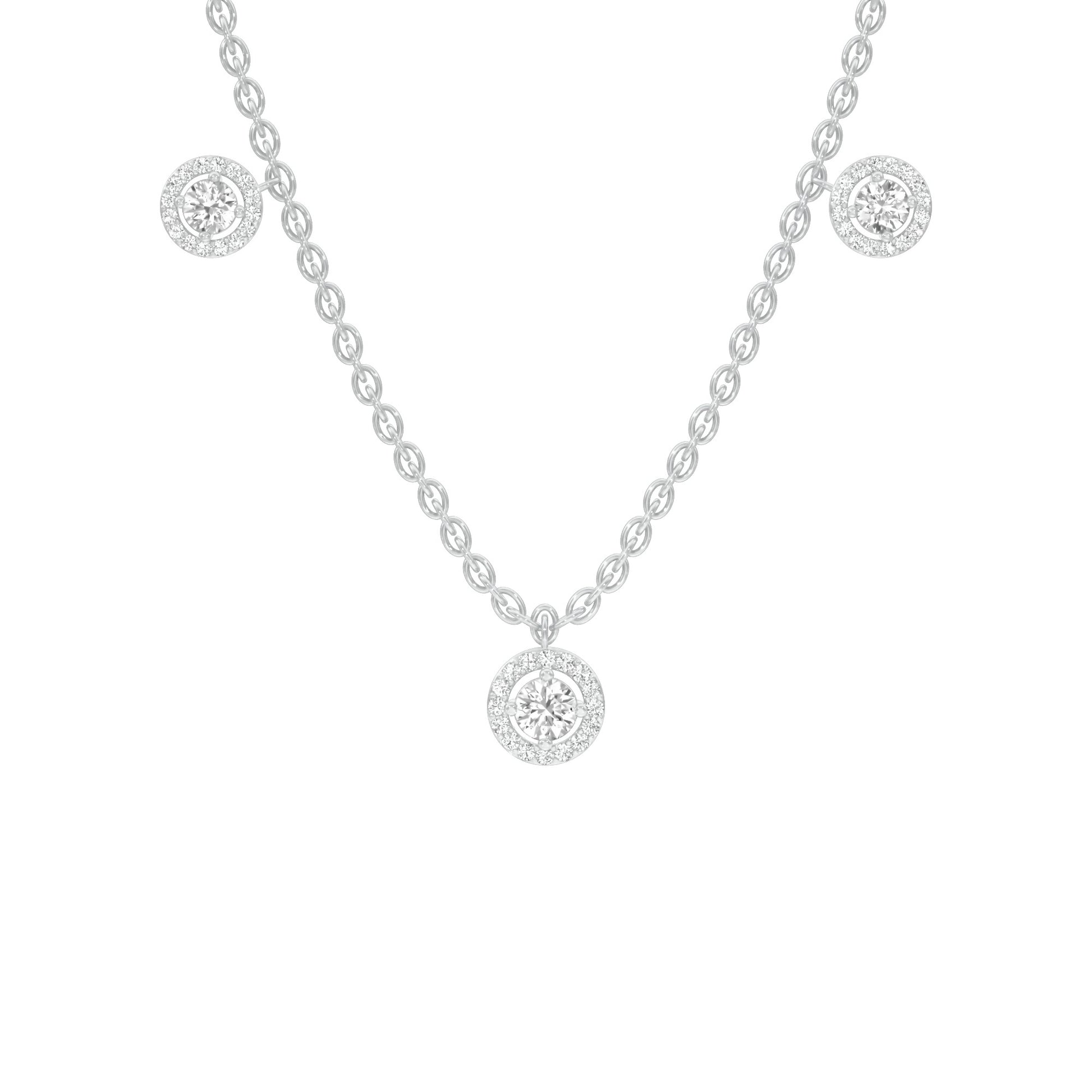 Dangling Coin Diamond Charm Necklace 18 KT / White Gold