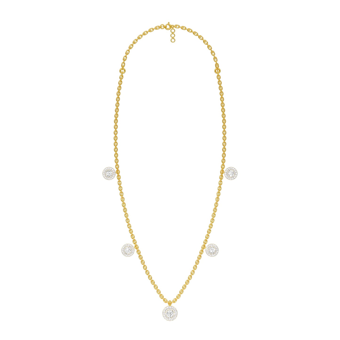 Dangling Coin Diamond Charm Necklace 18 KT / Yellow Gold