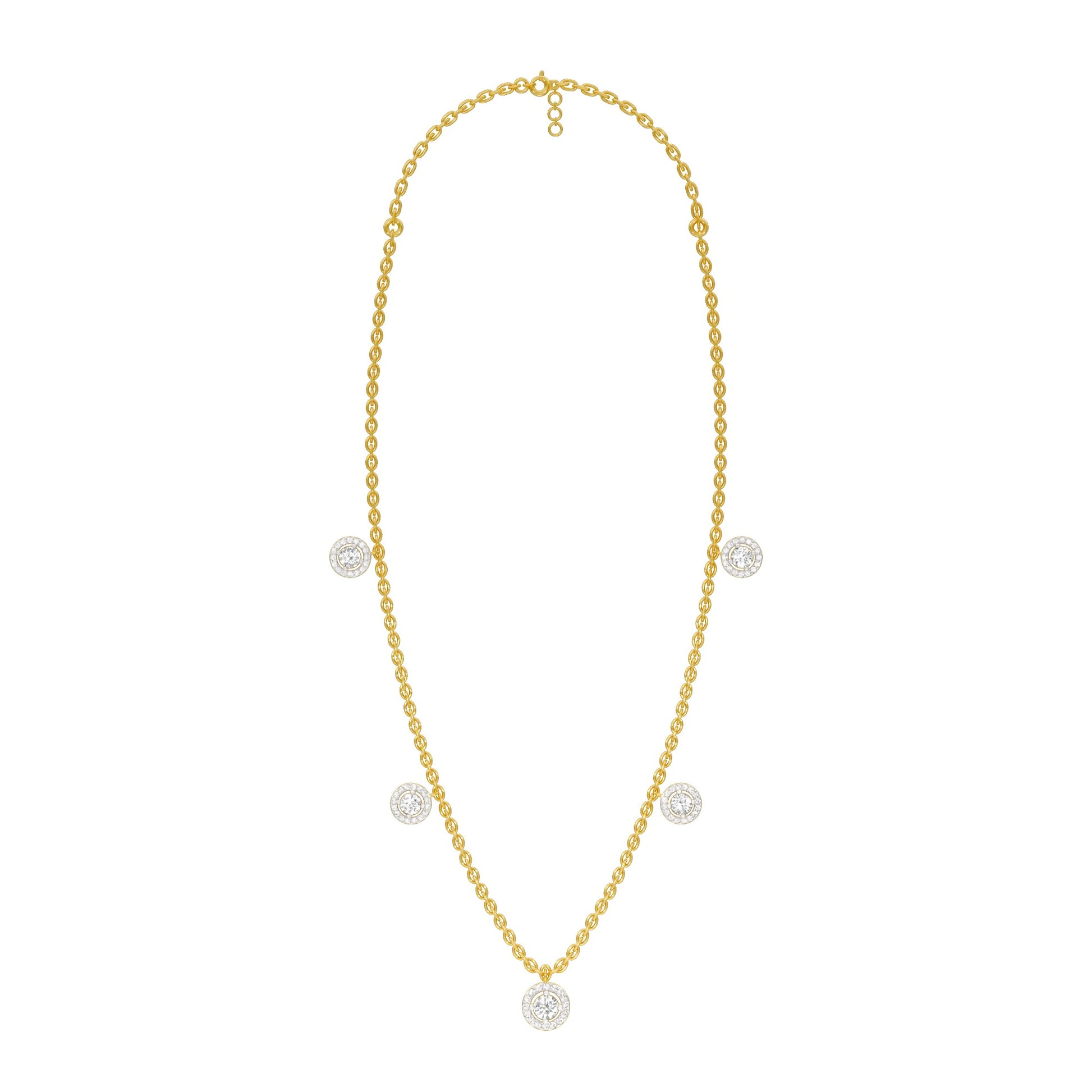 Dangling Coin Diamond Charm Necklace 18 KT / Yellow Gold