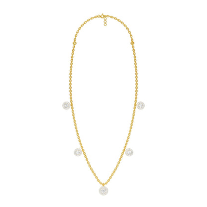 Dangling Coin Diamond Charm Necklace 18 KT / Yellow Gold