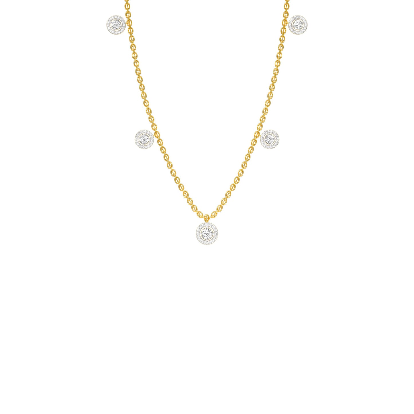Dangling Coin Diamond Charm Necklace