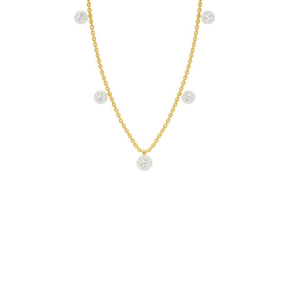 Dangling Coin Diamond Charm Necklace