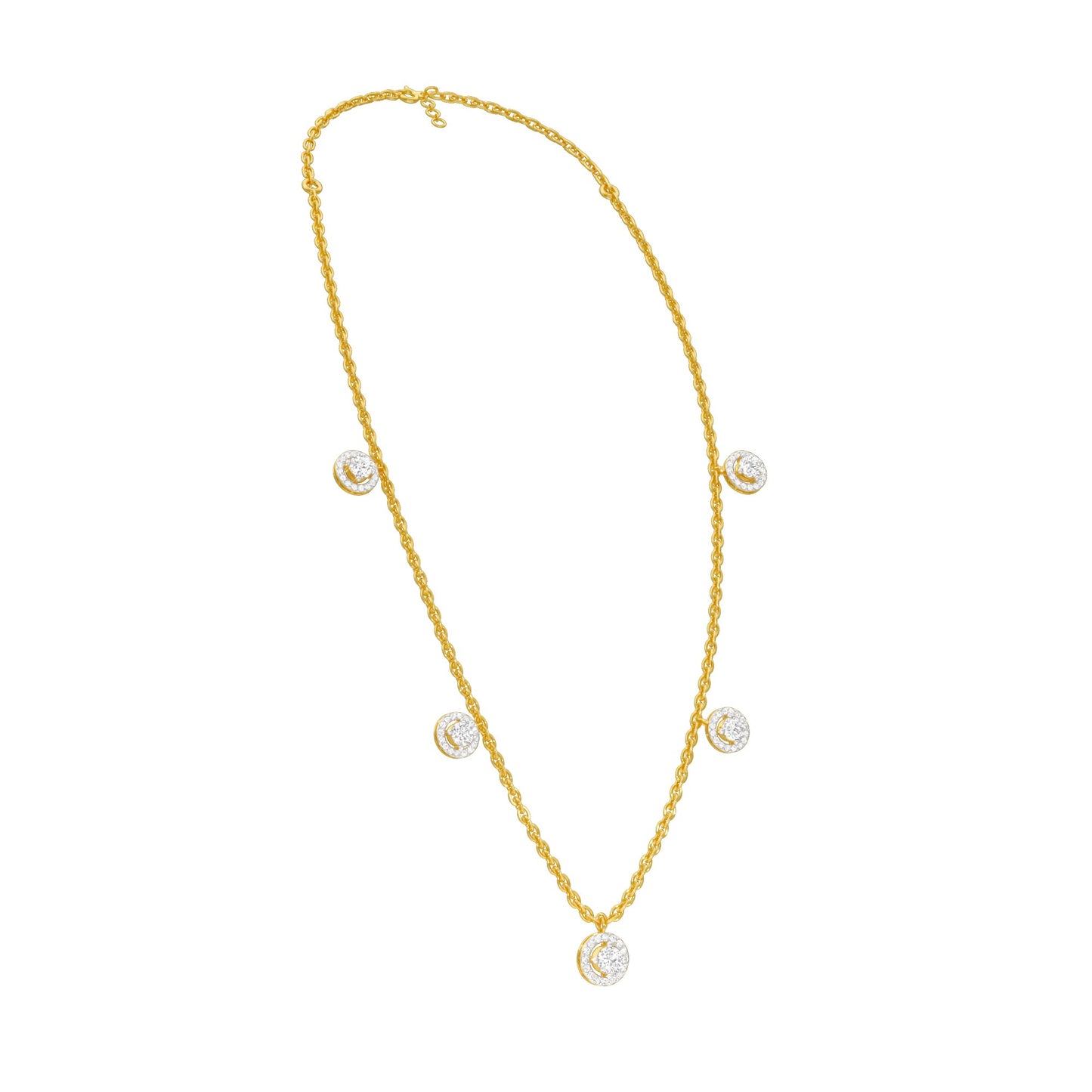 Dangling Coin Diamond Charm Necklace 18 KT / Yellow Gold