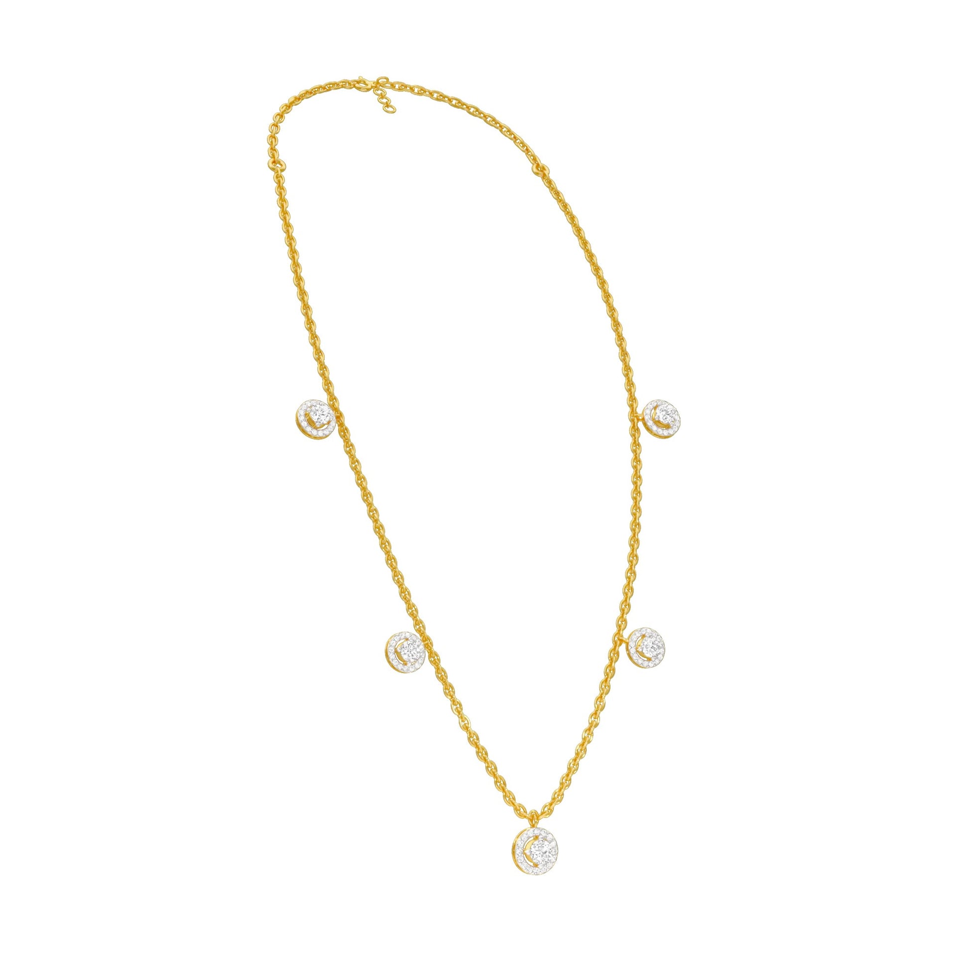 Dangling Coin Diamond Charm Necklace 18 KT / Yellow Gold
