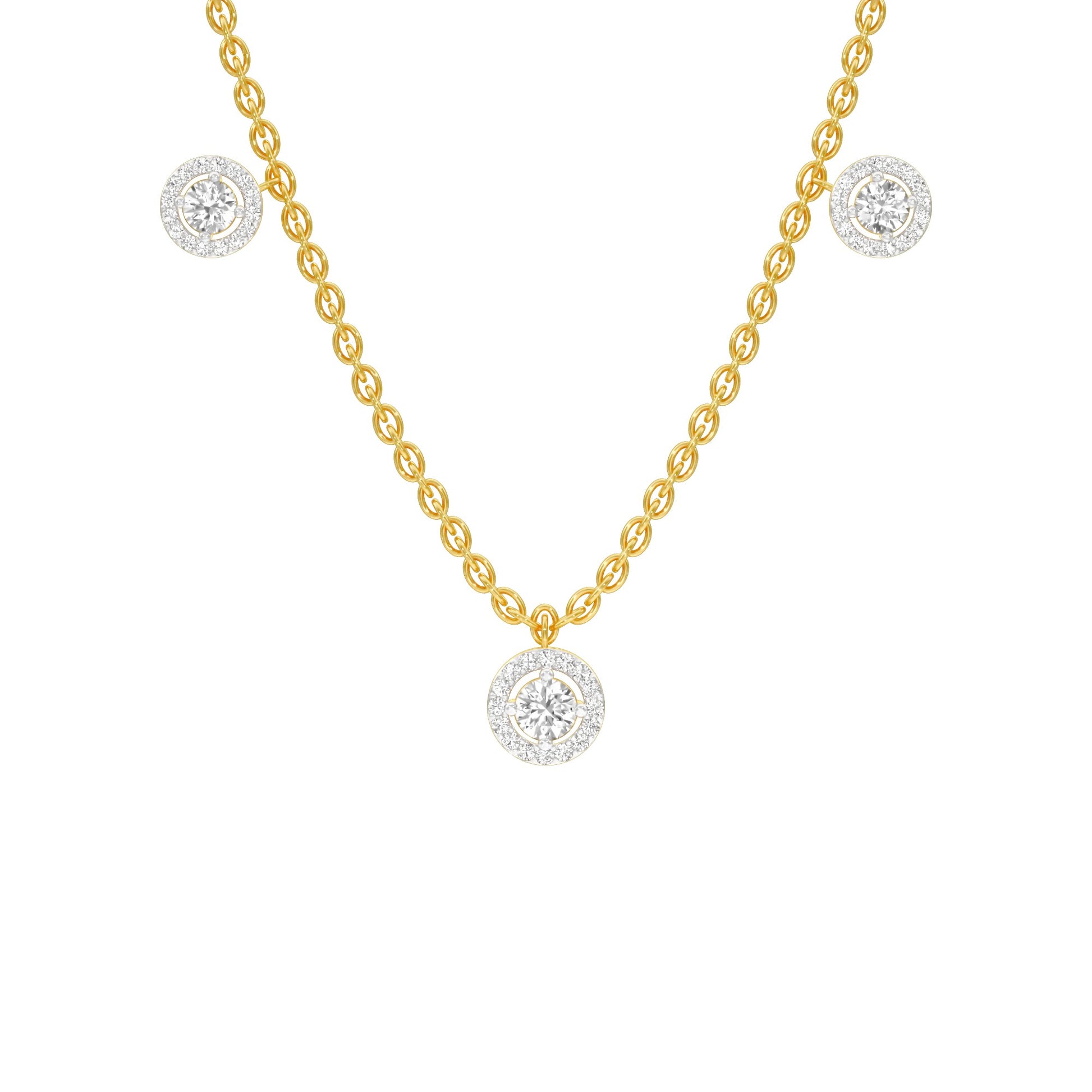 Dangling Coin Diamond Charm Necklace 18 KT / Yellow Gold