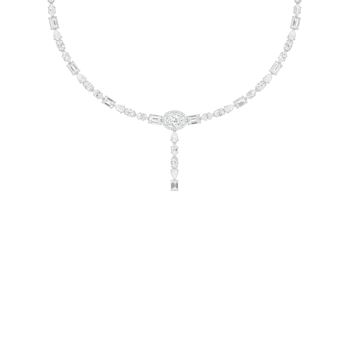 Descending Silhouette Diamond Necklace