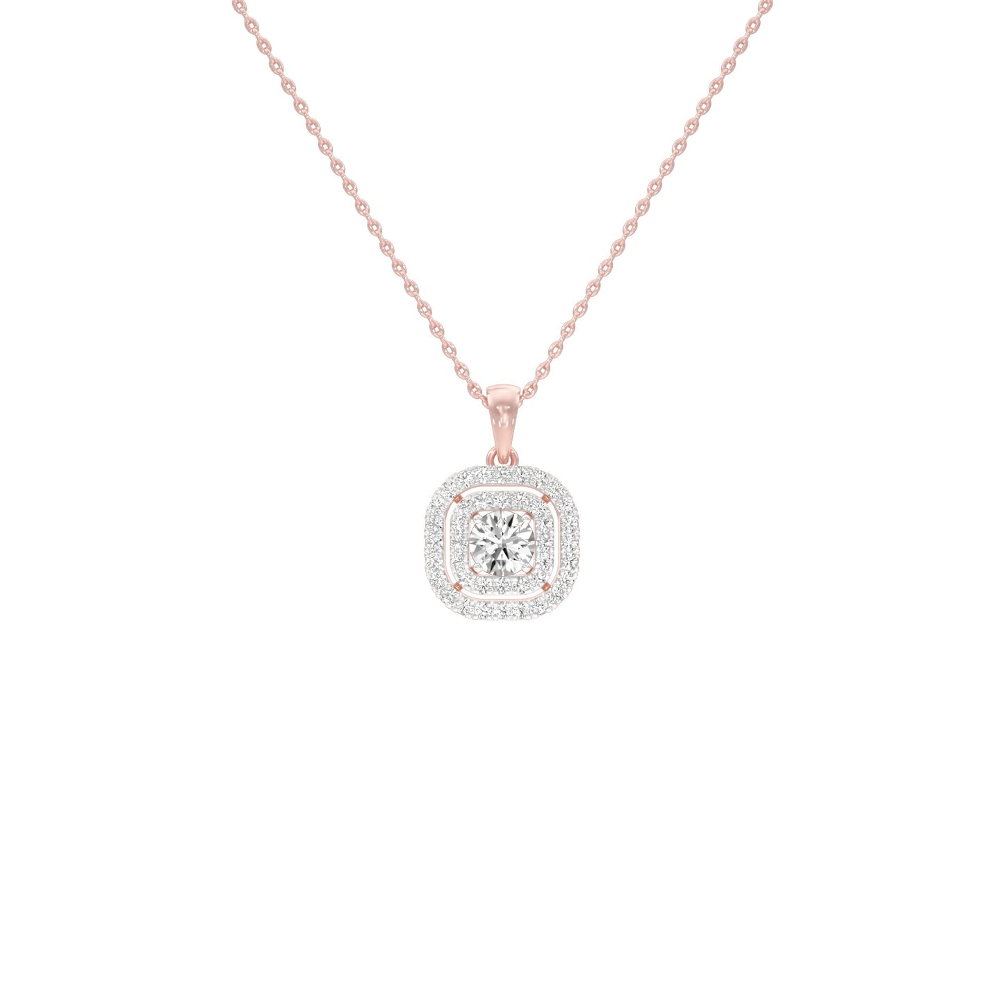 Round Solitaire Ripple Diamond Pendant 18 KT / Rose Gold
