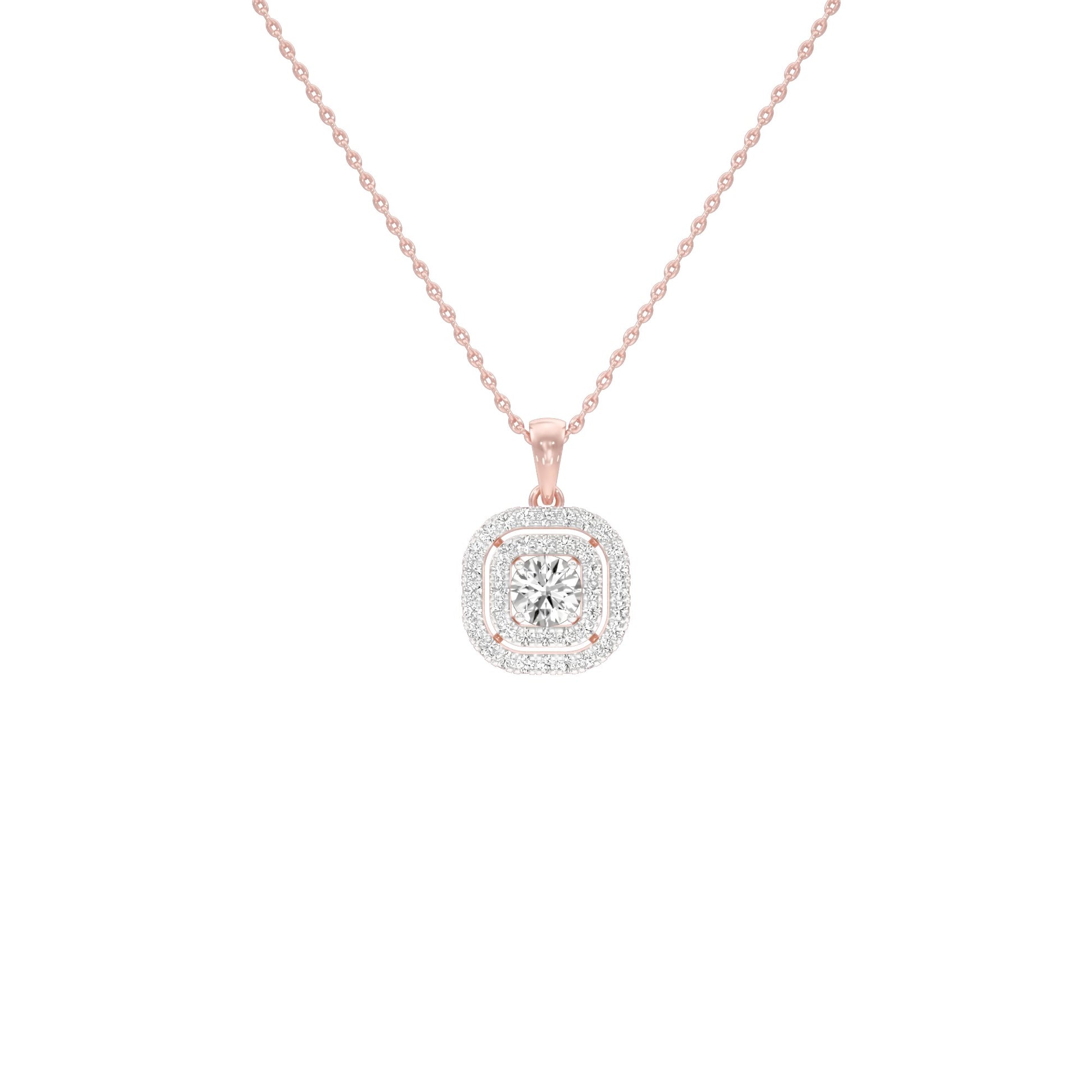 Round Solitaire Ripple Diamond Pendant 18 KT / Rose Gold