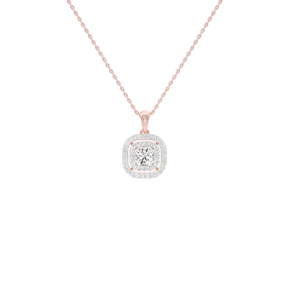 Round Solitaire Ripple Diamond Pendant 18 KT / Rose Gold
