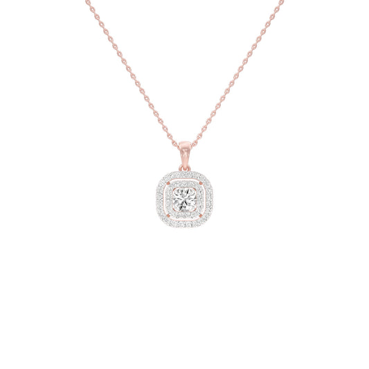 Round Solitaire Ripple Diamond Pendant 18 KT / Rose Gold