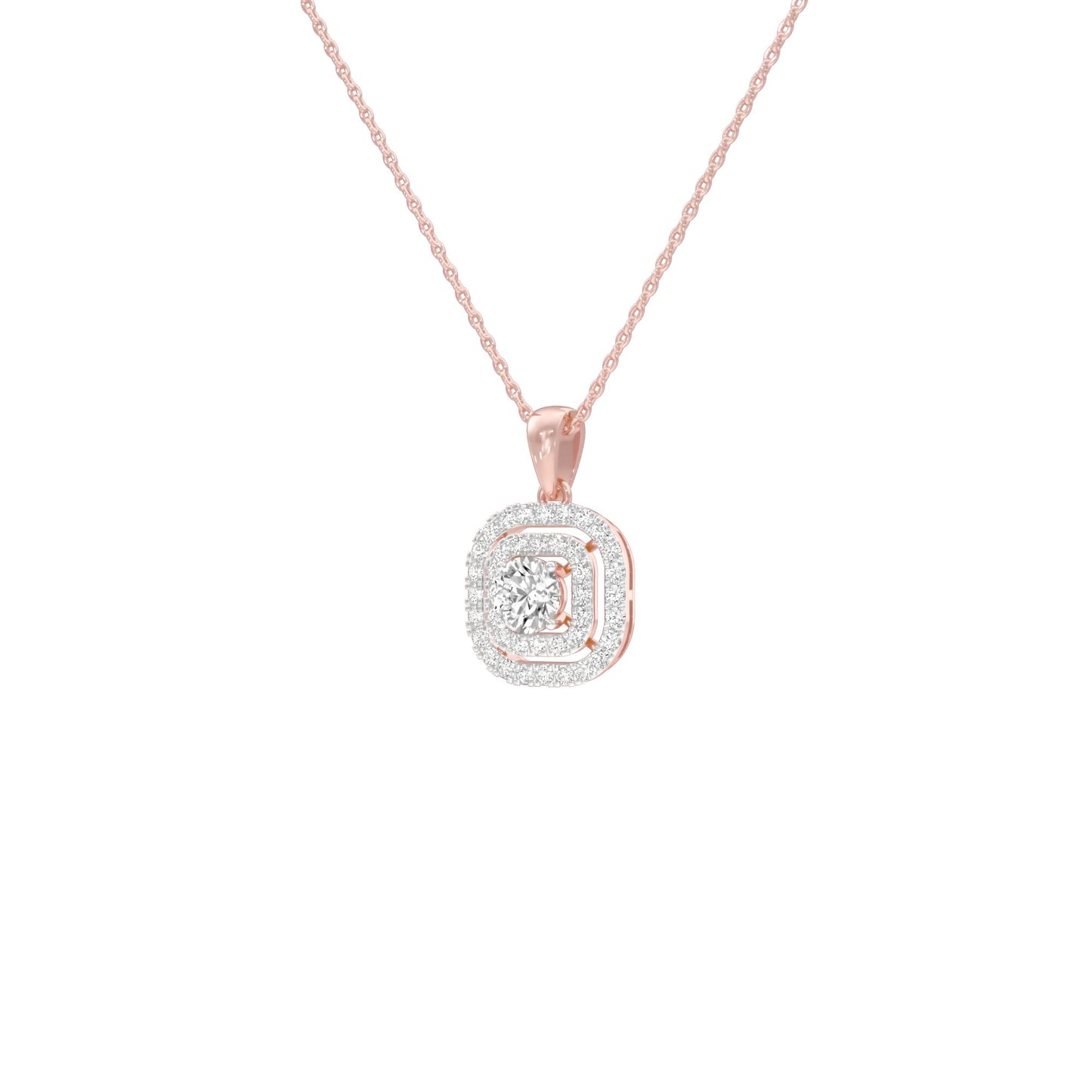 Round Solitaire Ripple Diamond Pendant 18 KT / Rose Gold