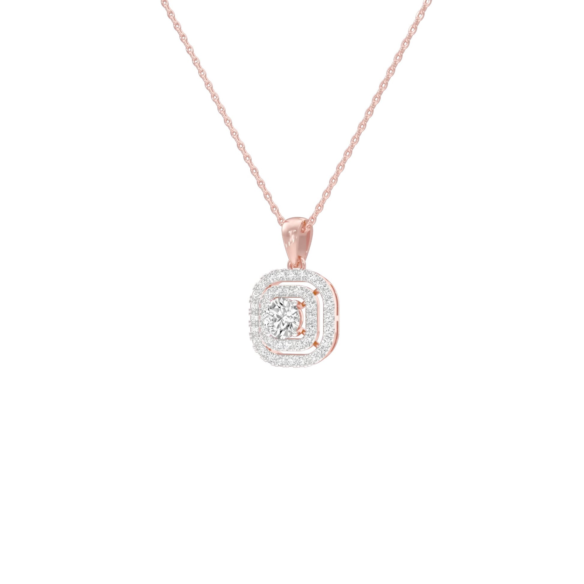 Round Solitaire Ripple Diamond Pendant 18 KT / Rose Gold