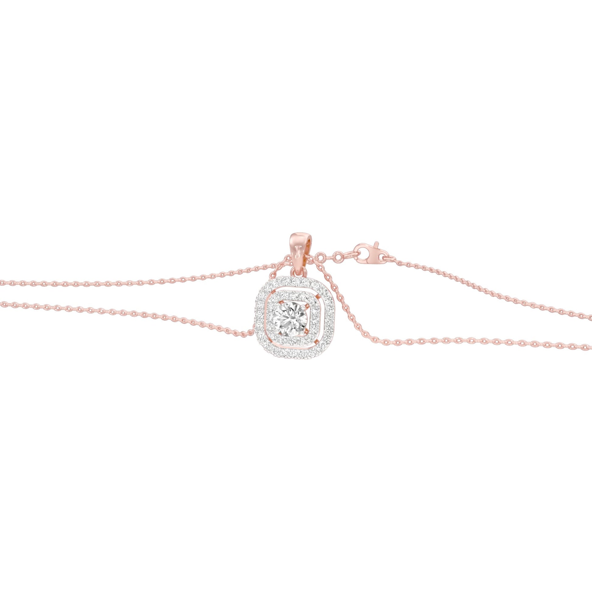 Round Solitaire Ripple Diamond Pendant 18 KT / Rose Gold