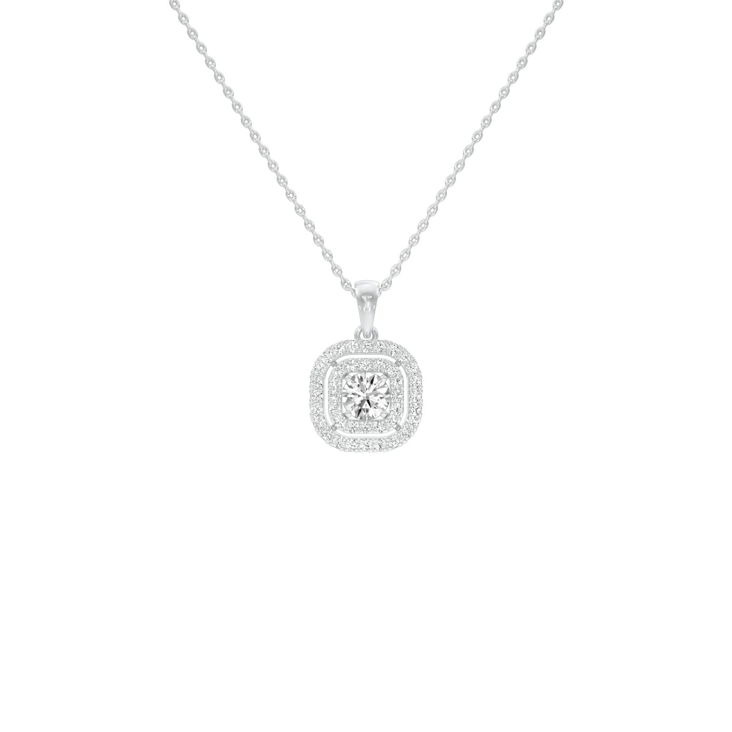 Round Solitaire Ripple Diamond Pendant 18 KT / White Gold