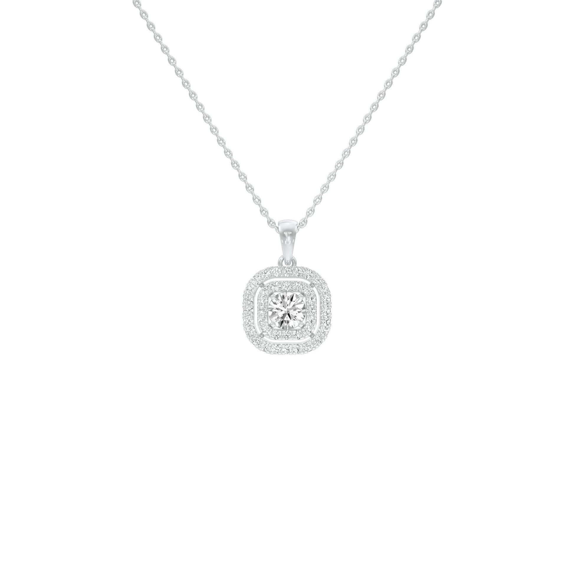 Round Solitaire Ripple Diamond Pendant 18 KT / White Gold