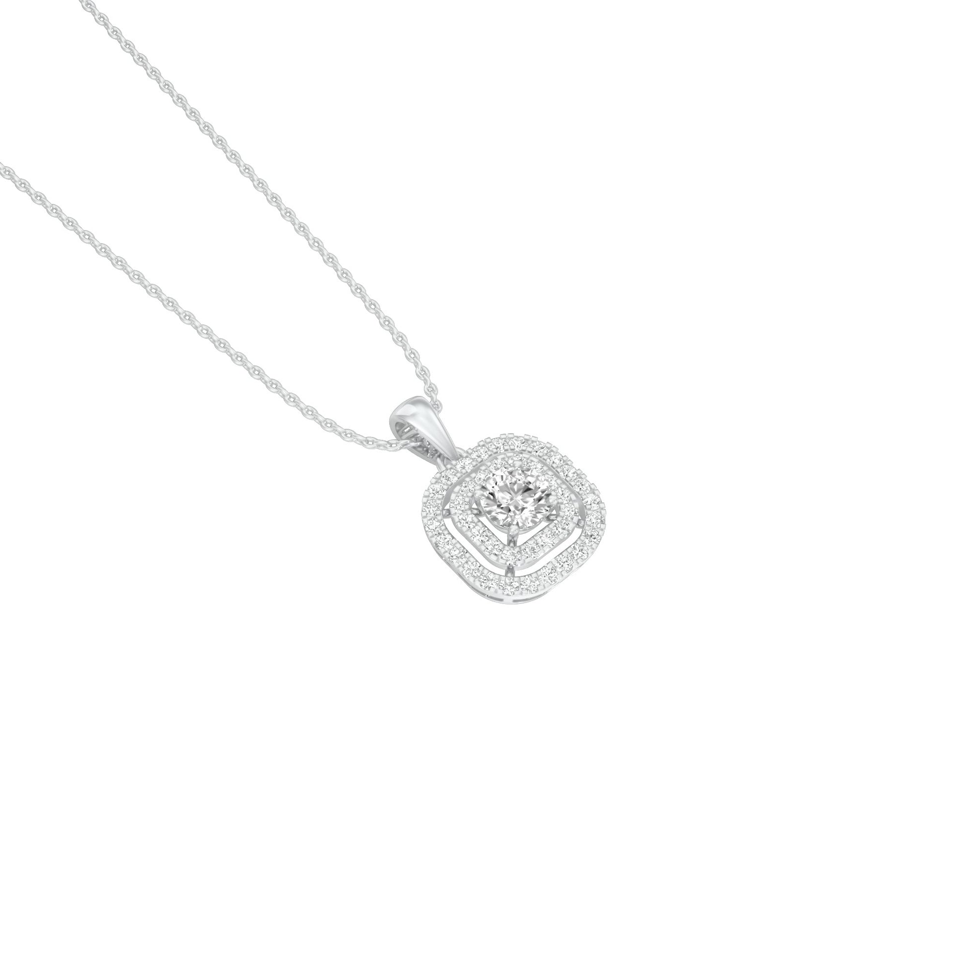Round Solitaire Ripple Diamond Pendant 18 KT / White Gold