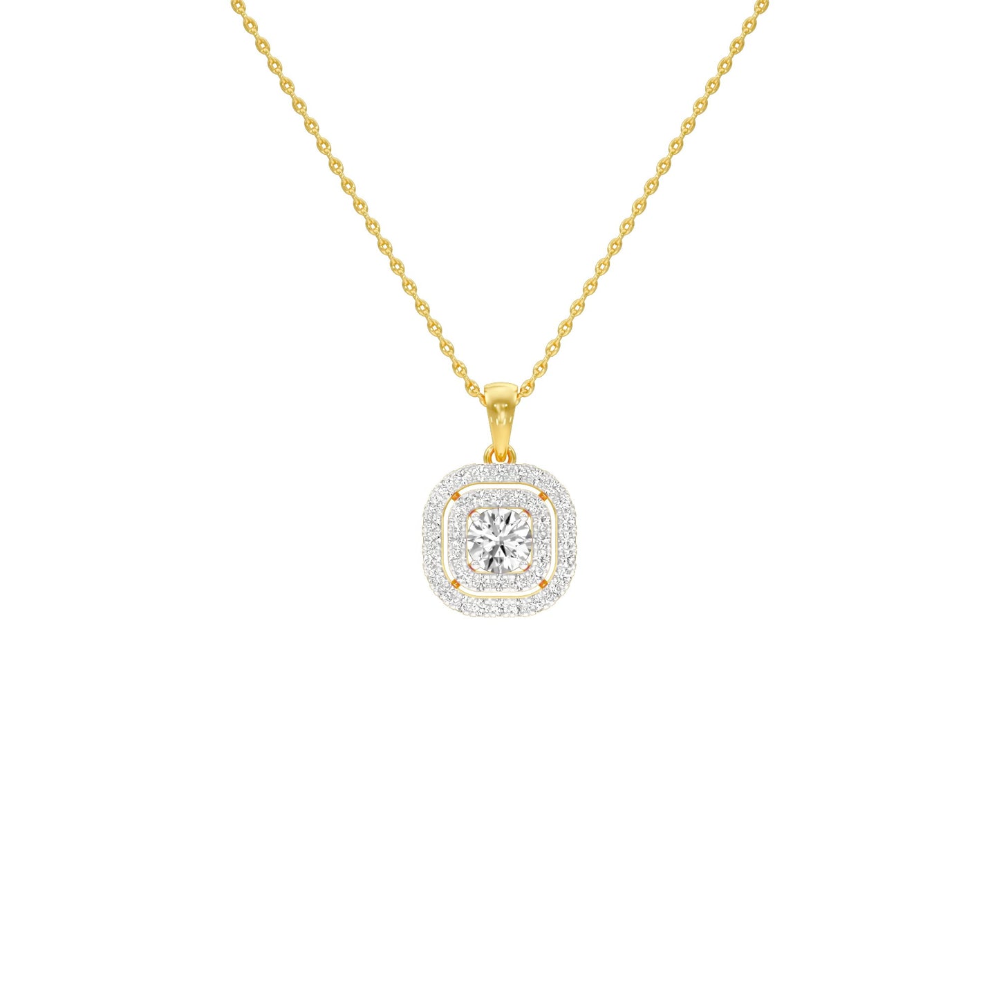Round Solitaire Ripple Diamond Pendant 18 KT / Yellow Gold