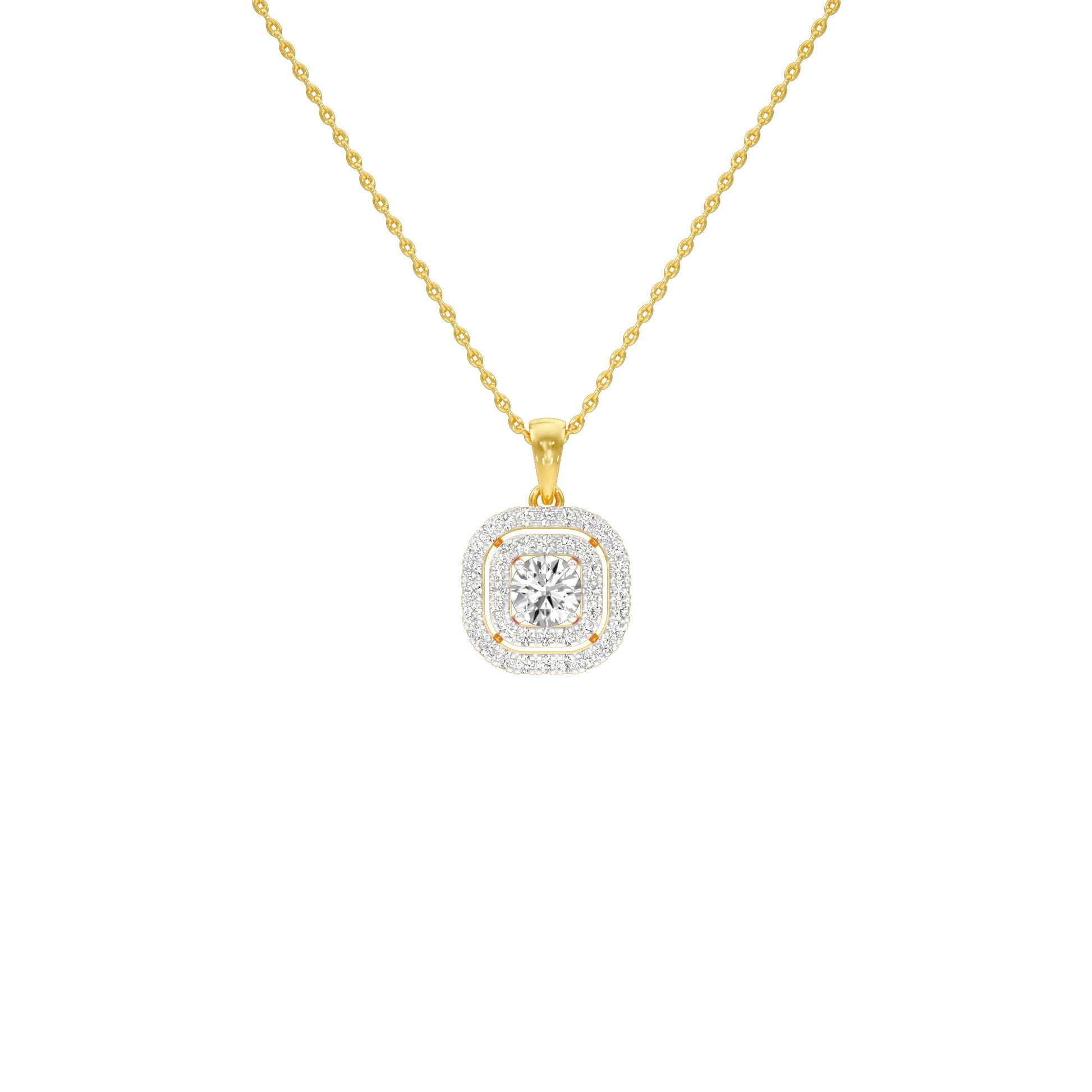 Round Solitaire Ripple Diamond Pendant 18 KT / Yellow Gold