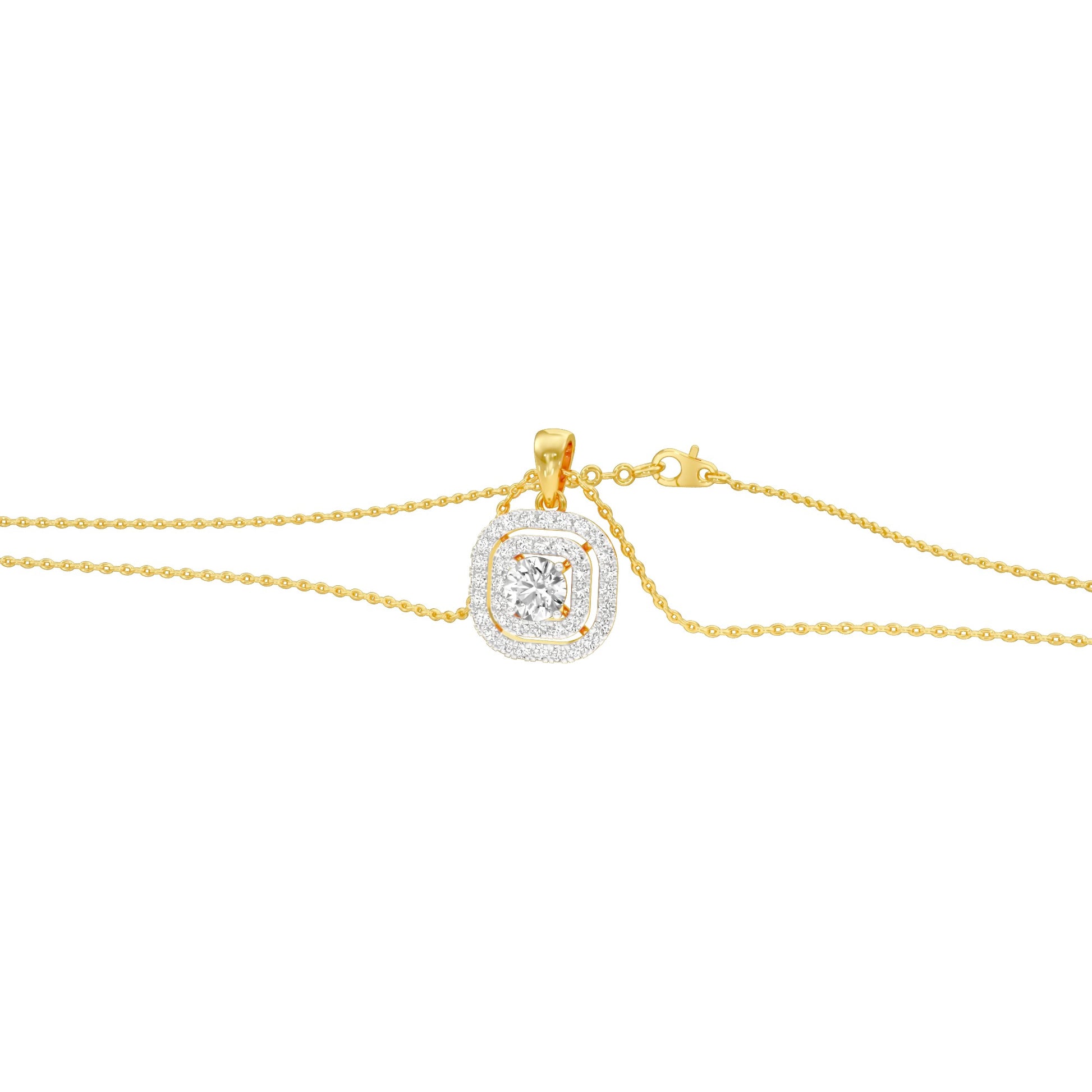 Round Solitaire Ripple Diamond Pendant 18 KT / Yellow Gold