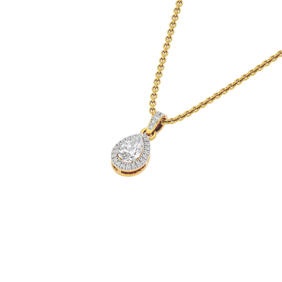 Bespoke Classic Pear Diamond Pendant 18 KT / Yellow Gold