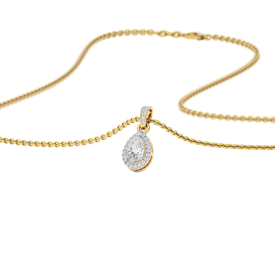 Bespoke Classic Pear Diamond Pendant 18 KT / Yellow Gold