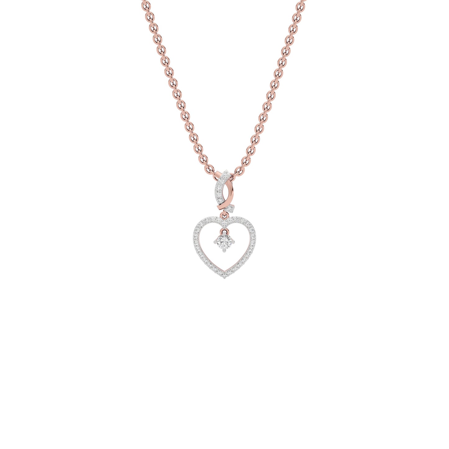 Dazzling Heart Diamond Pendant 18 KT / Rose Gold