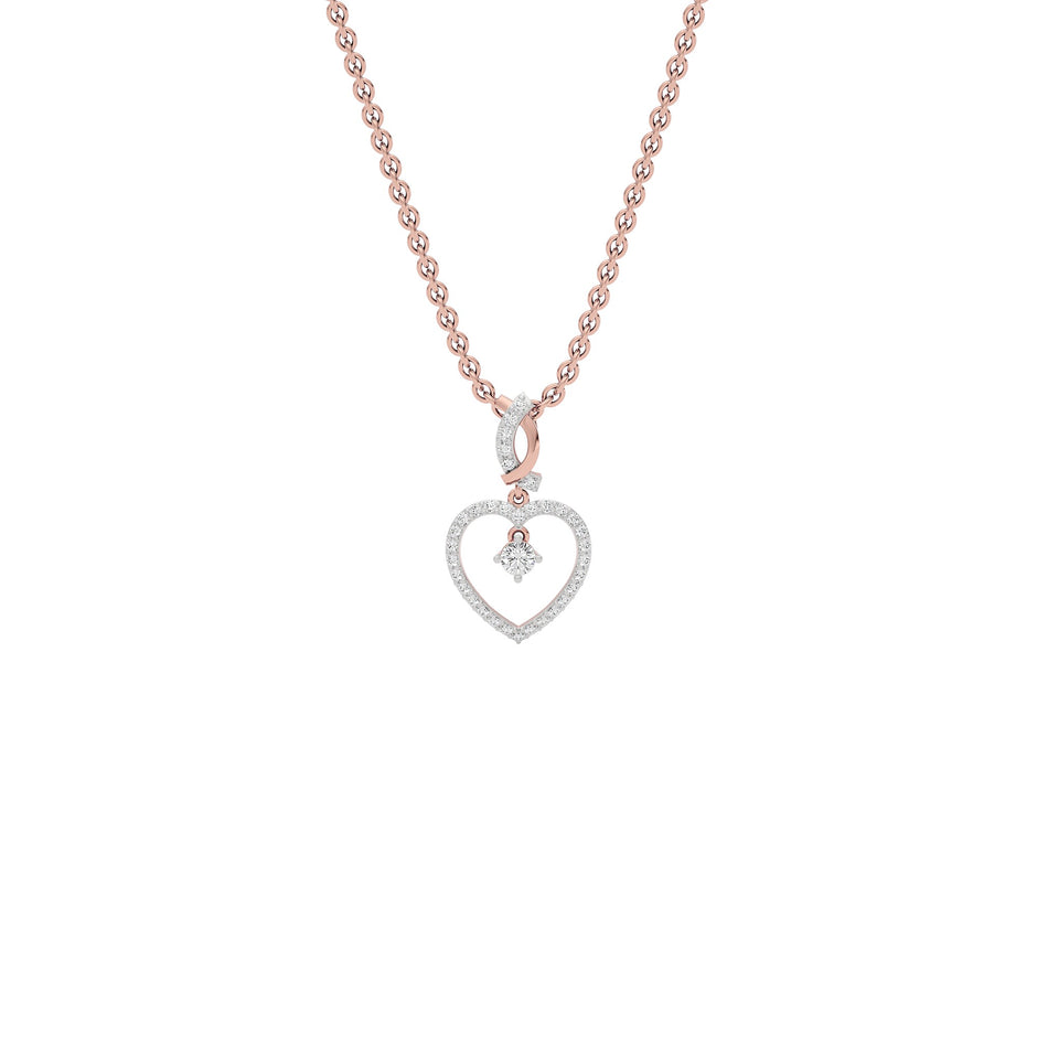 Dazzling Heart Diamond Pendant 18 KT / Rose Gold