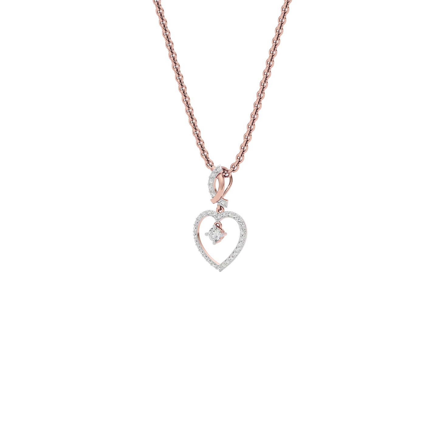 Dazzling Heart Diamond Pendant 18 KT / Rose Gold