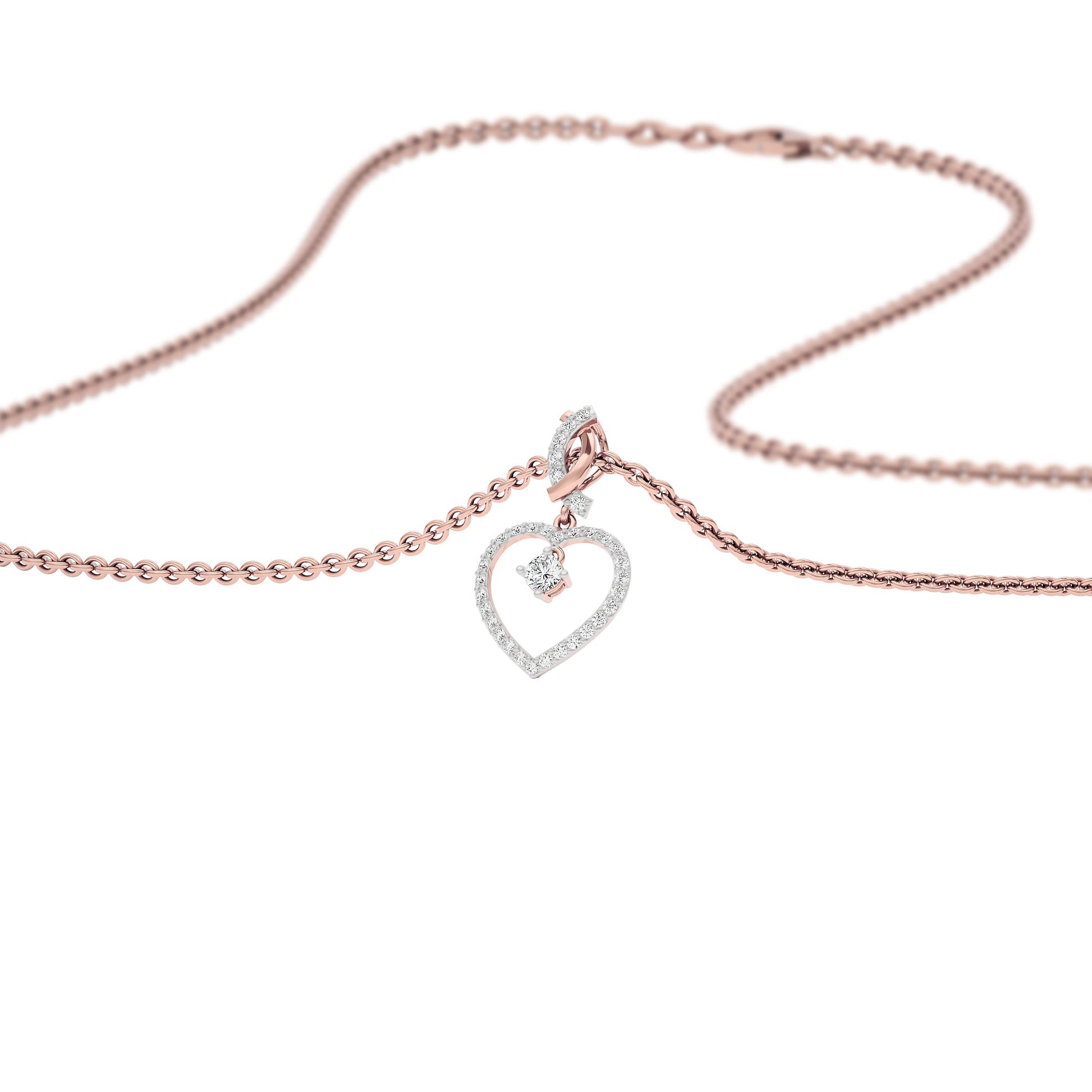 Dazzling Heart Diamond Pendant 18 KT / Rose Gold