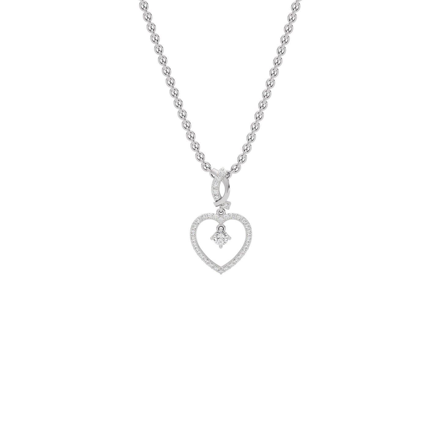 Dazzling Heart Diamond Pendant 18 KT / White Gold