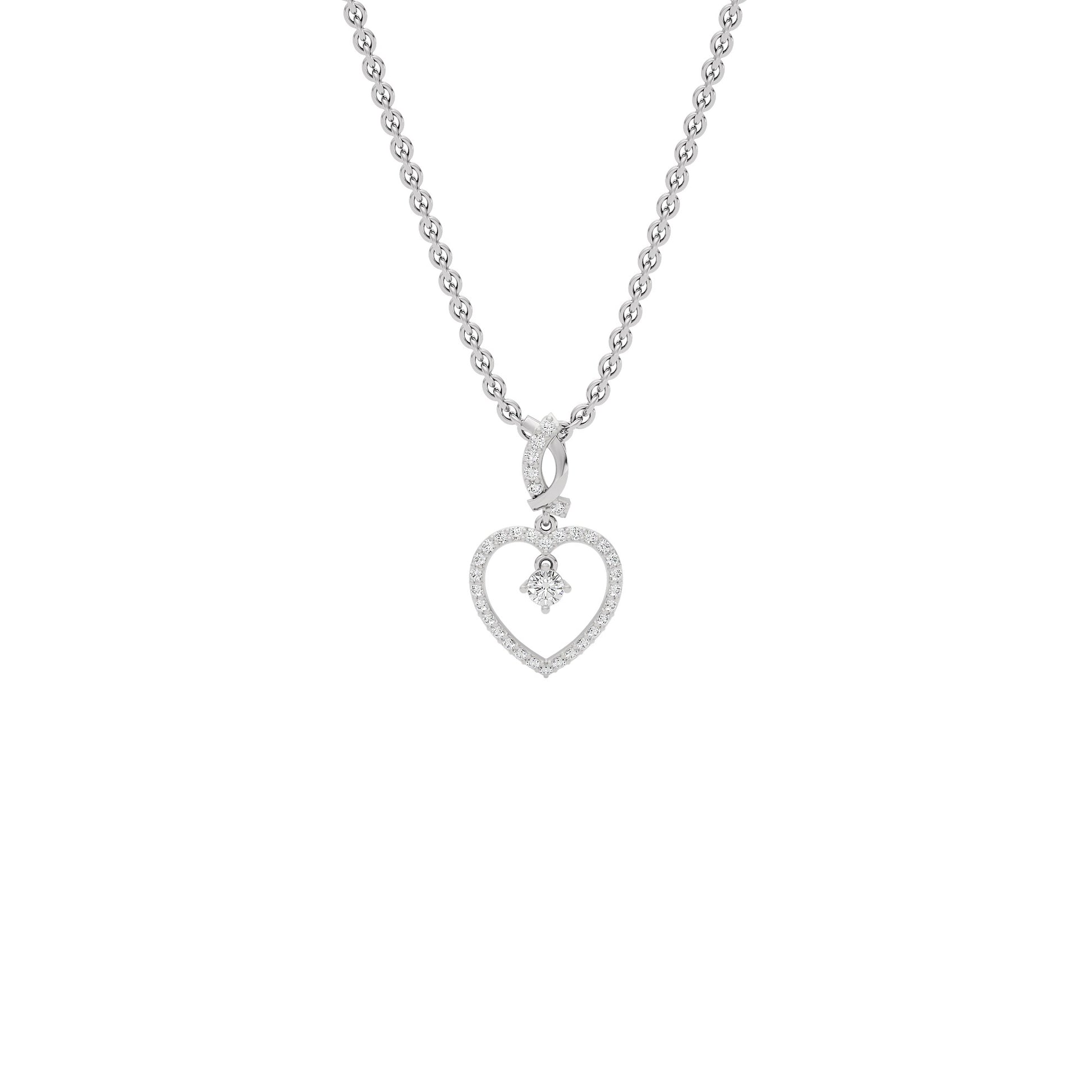 Dazzling Heart Diamond Pendant 18 KT / White Gold