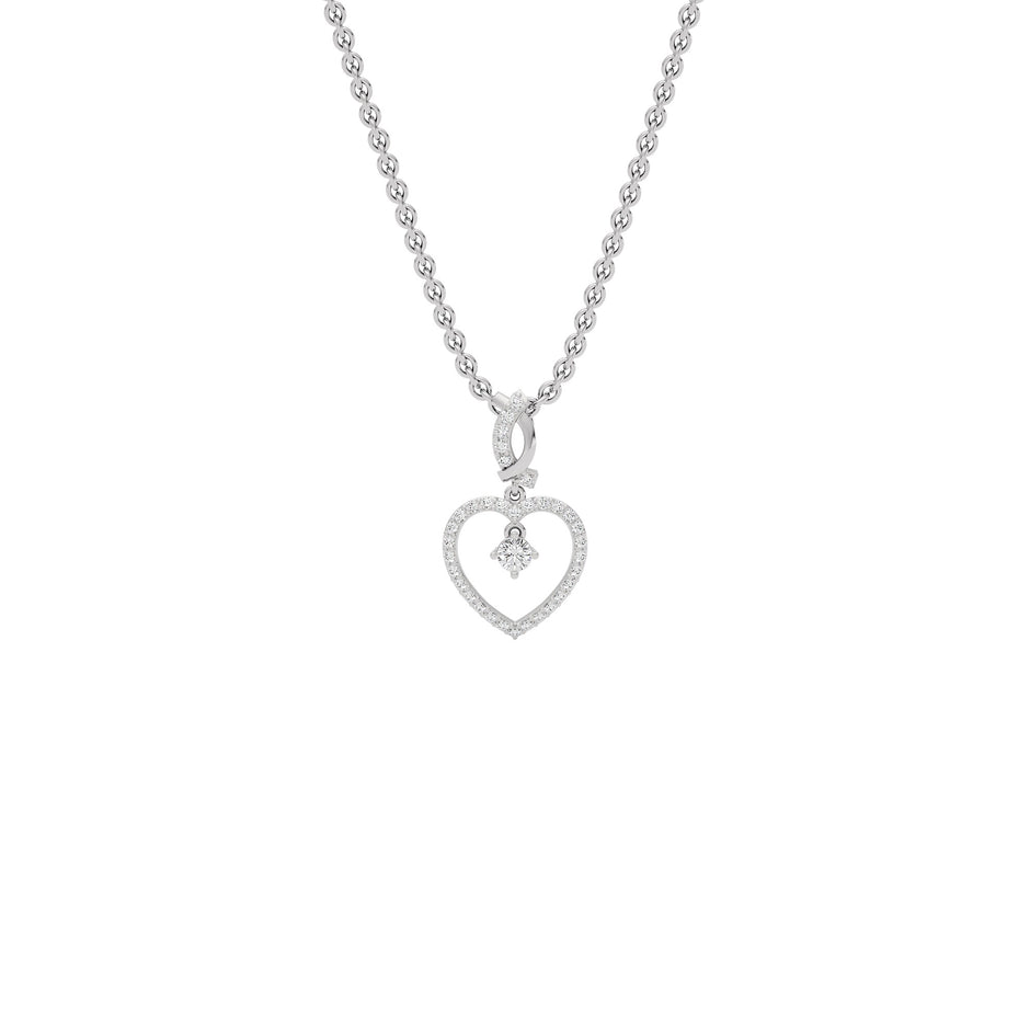 Dazzling Heart Diamond Pendant 18 KT / White Gold