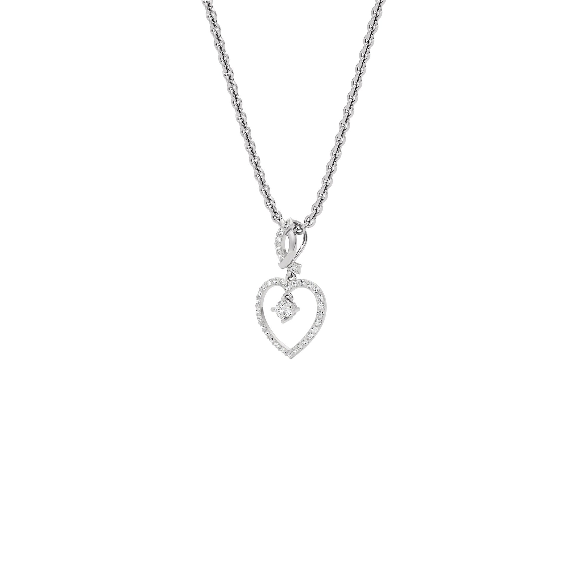 Dazzling Heart Diamond Pendant 18 KT / White Gold