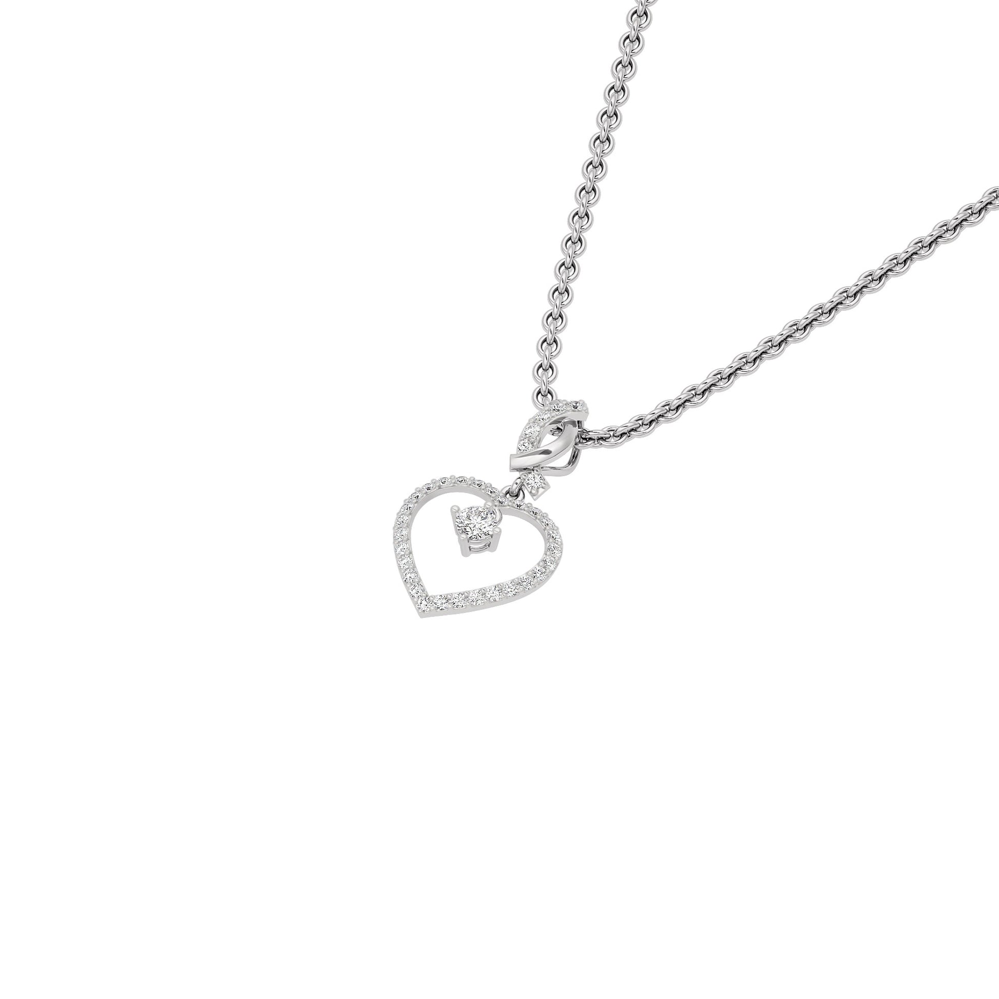 Dazzling Heart Diamond Pendant 18 KT / White Gold
