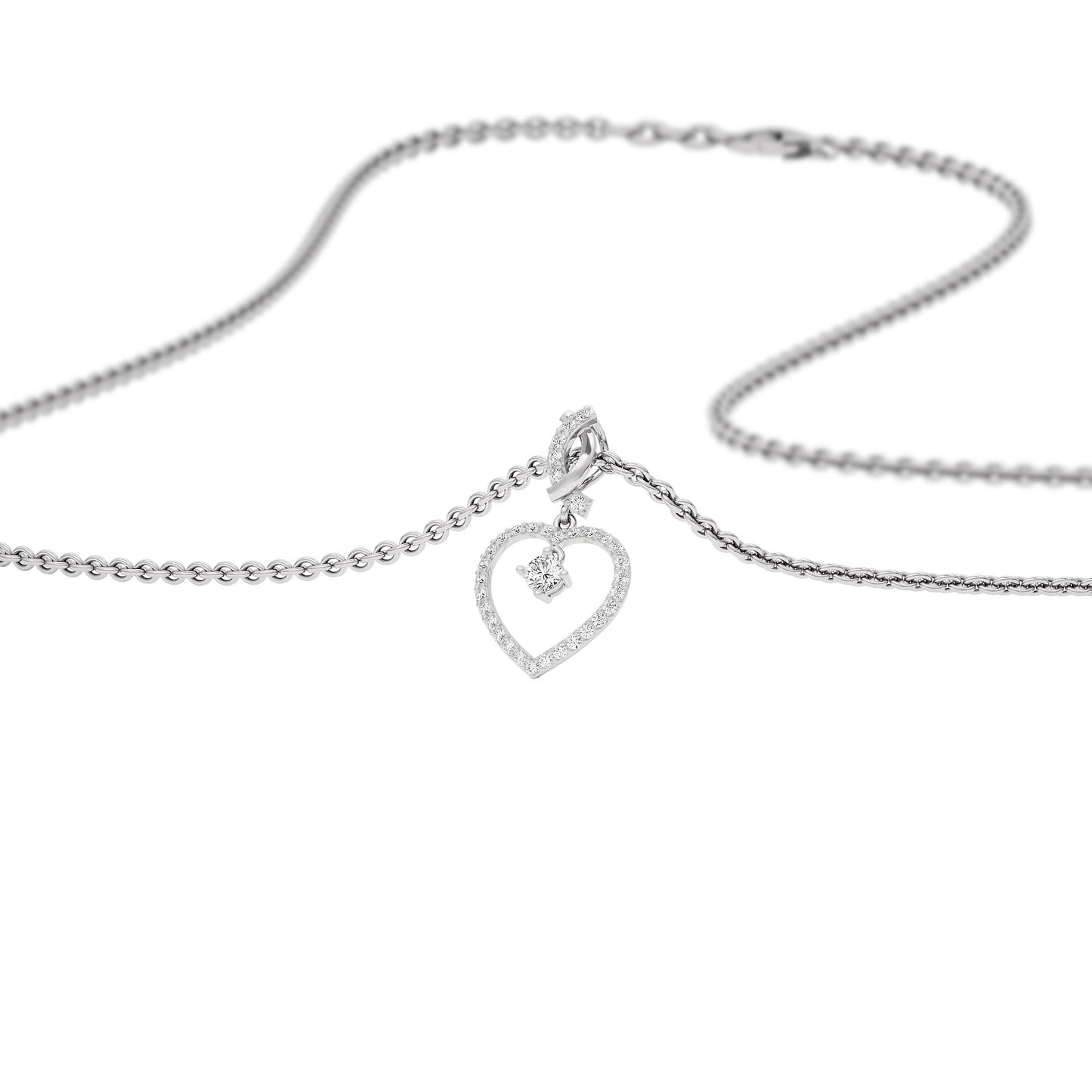 Dazzling Heart Diamond Pendant 18 KT / White Gold