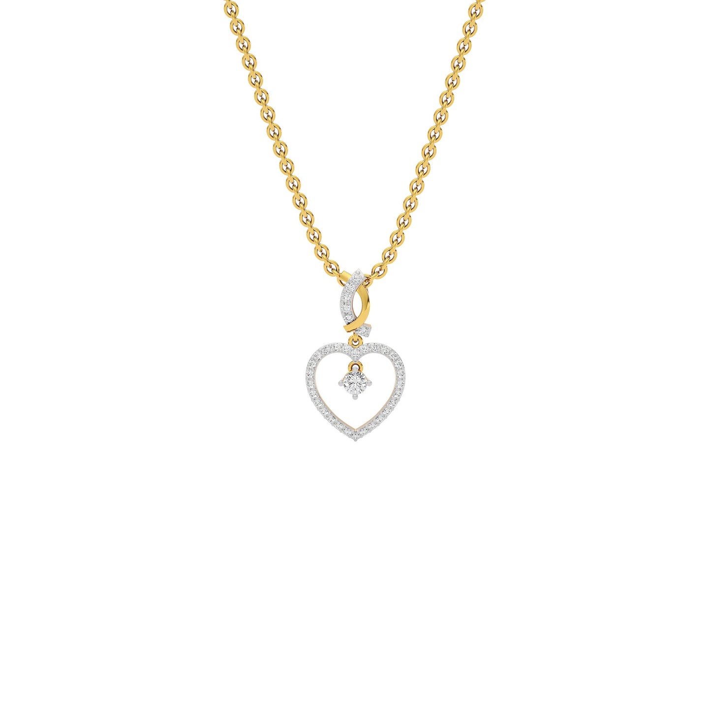 Dazzling Heart Diamond Pendant 18 KT / Yellow Gold