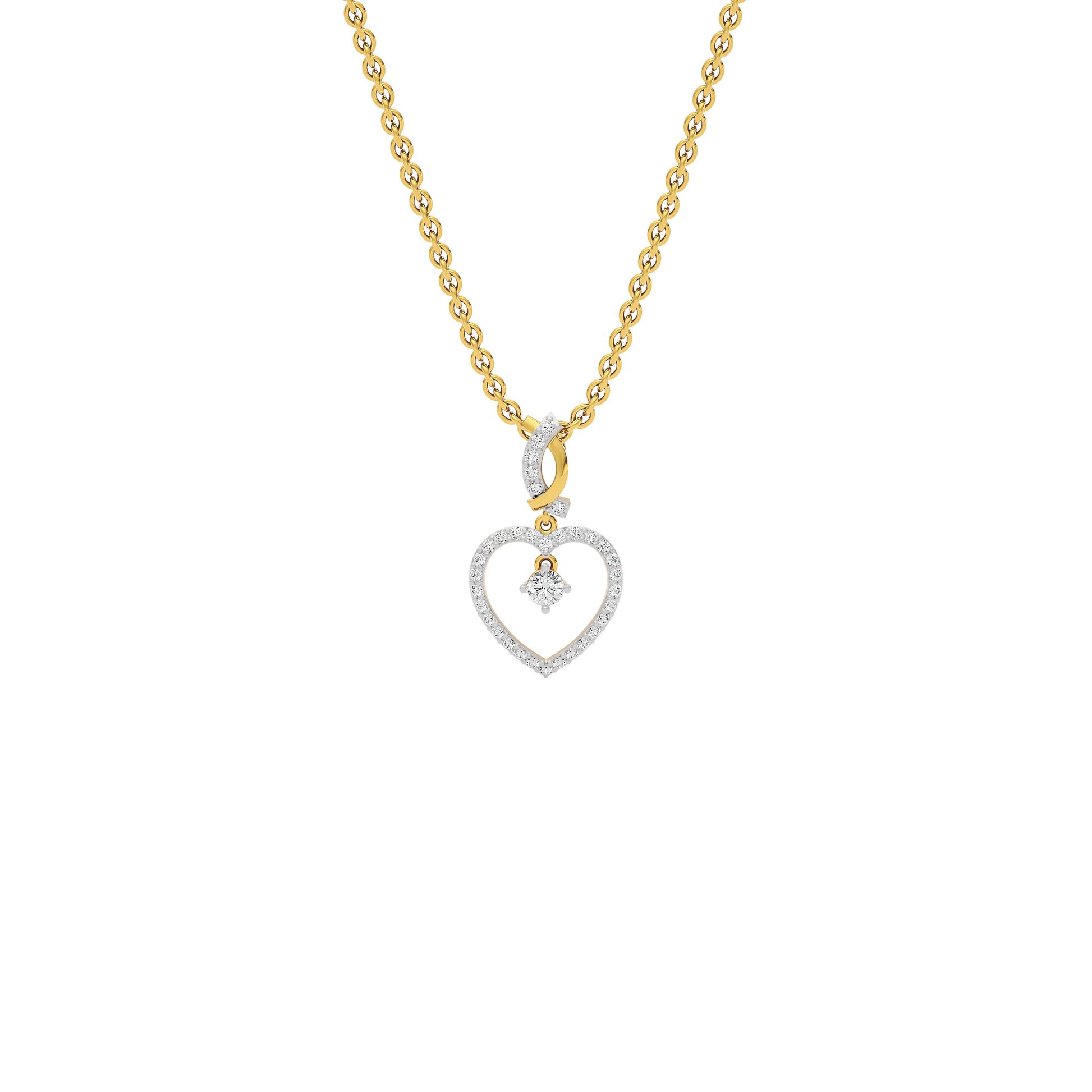 Dazzling Heart Diamond Pendant 18 KT / Yellow Gold