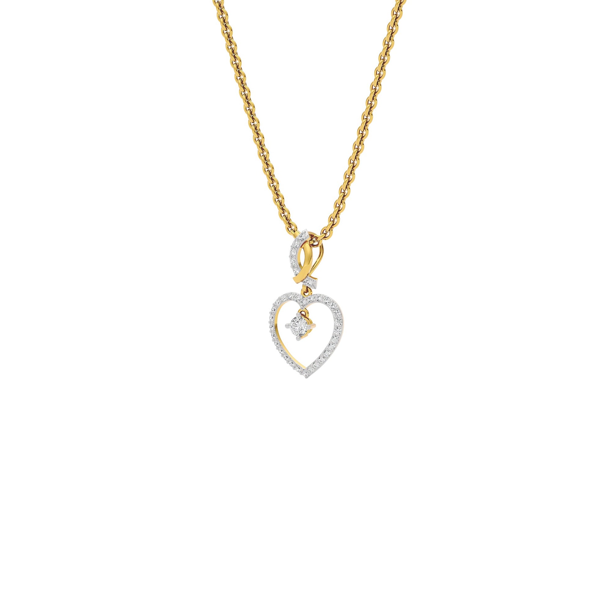 Dazzling Heart Diamond Pendant 18 KT / Yellow Gold