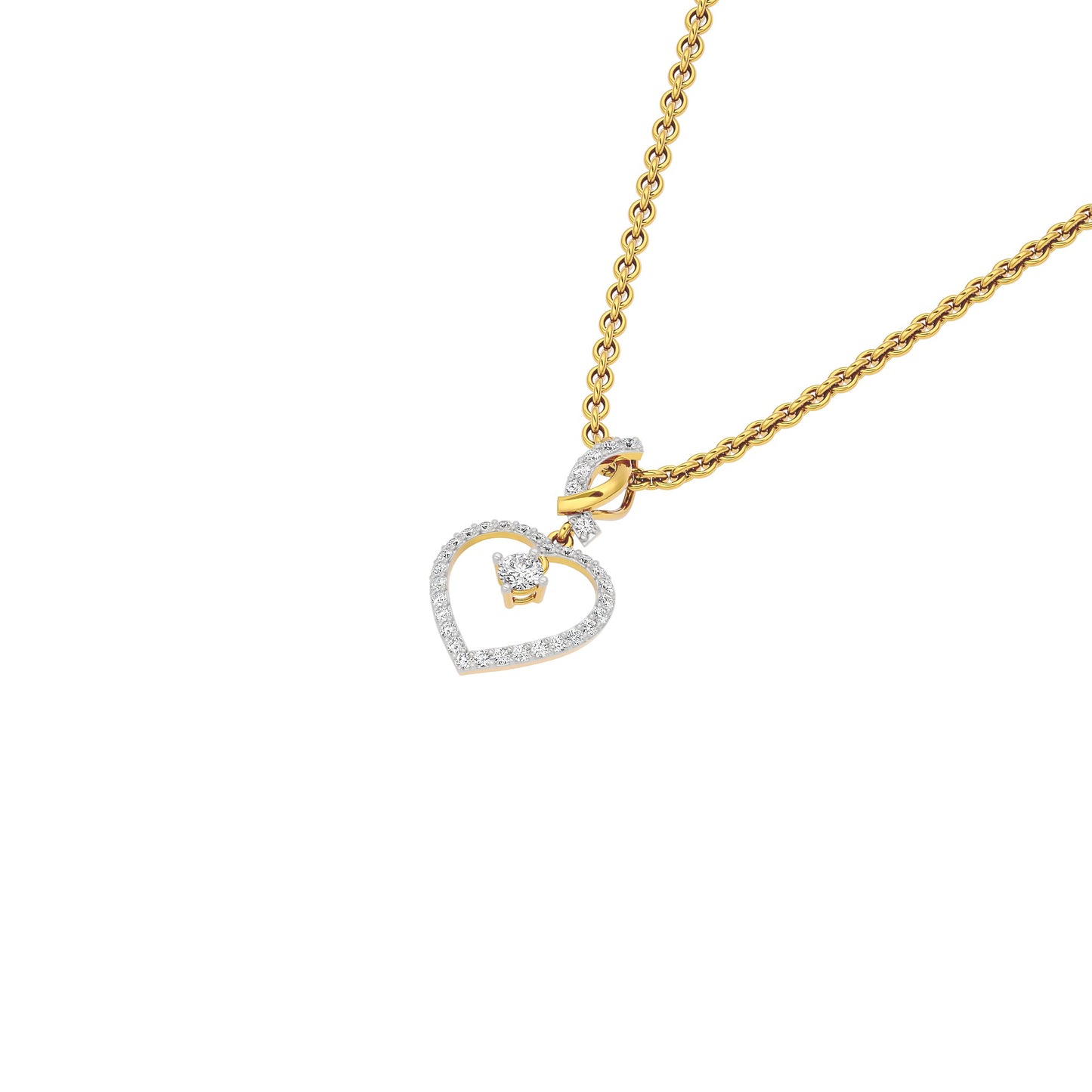Dazzling Heart Diamond Pendant 18 KT / Yellow Gold