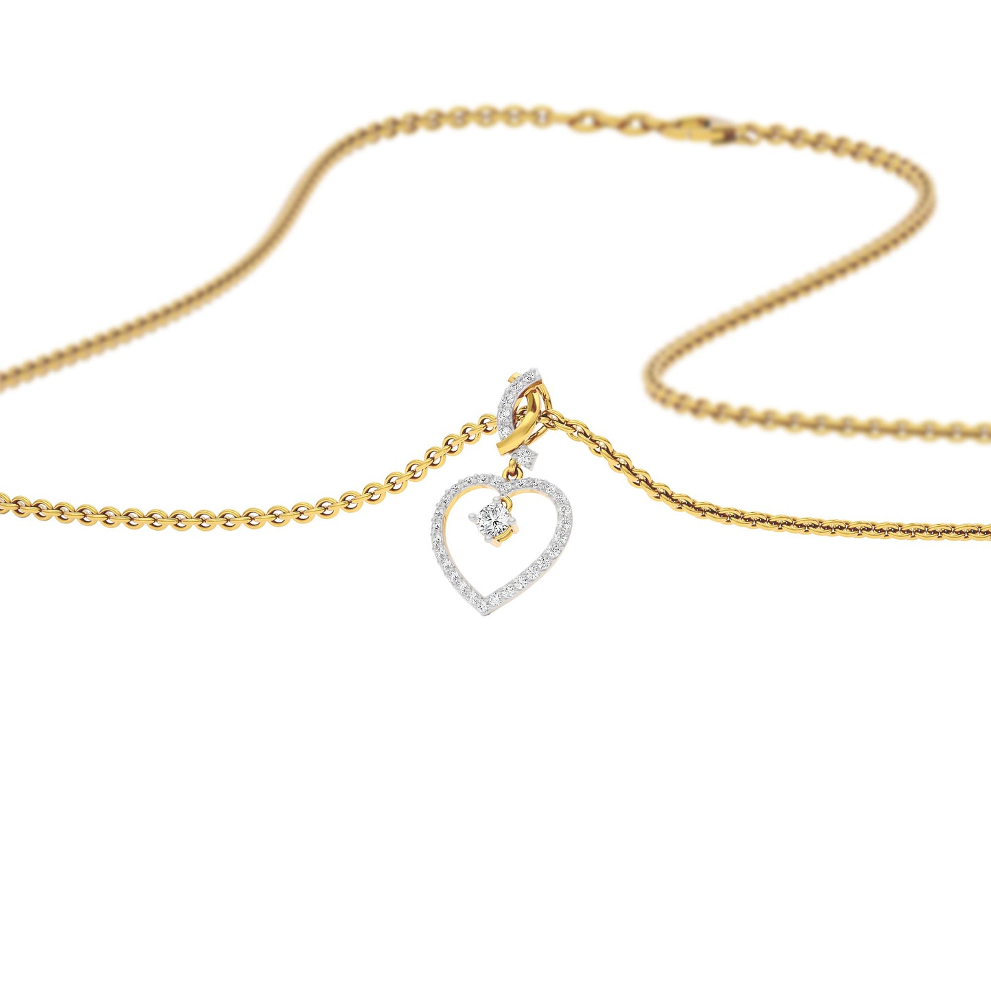 Dazzling Heart Diamond Pendant 18 KT / Yellow Gold