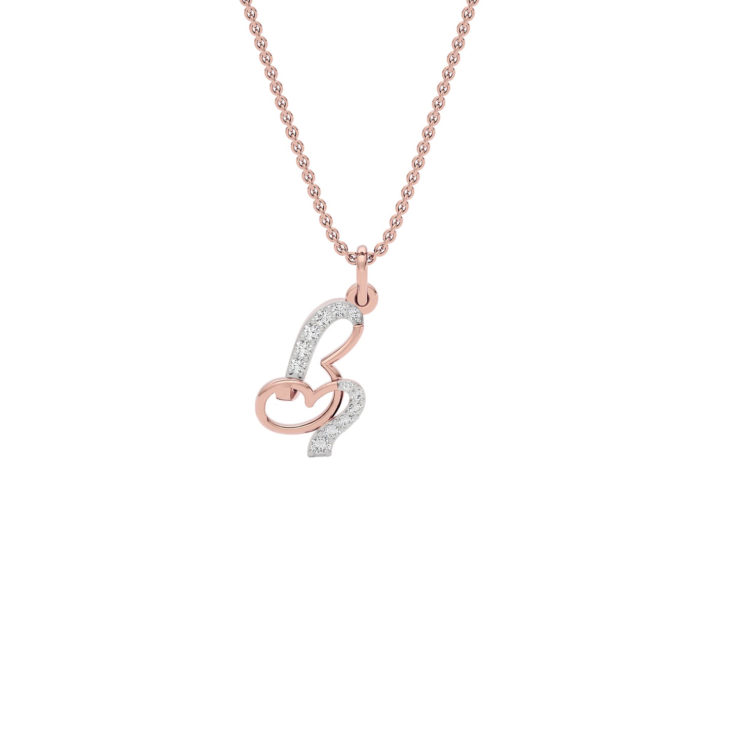 Beautiful ‘B’ Diamond Pendant 18 KT / Rose Gold
