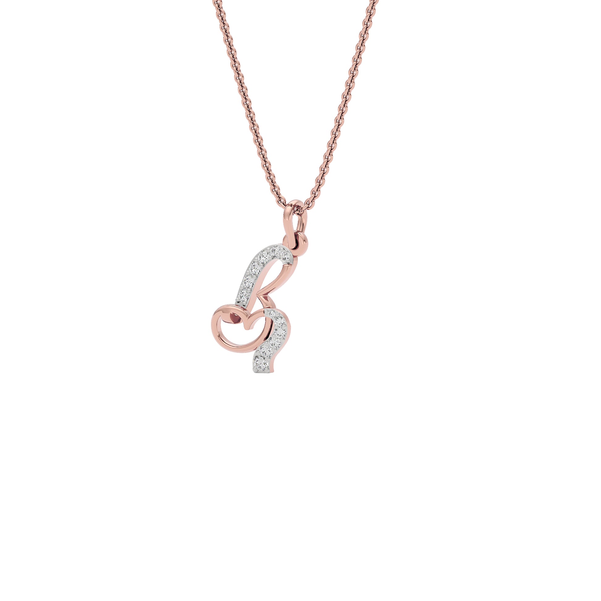 Beautiful ‘B’ Diamond Pendant 18 KT / Rose Gold