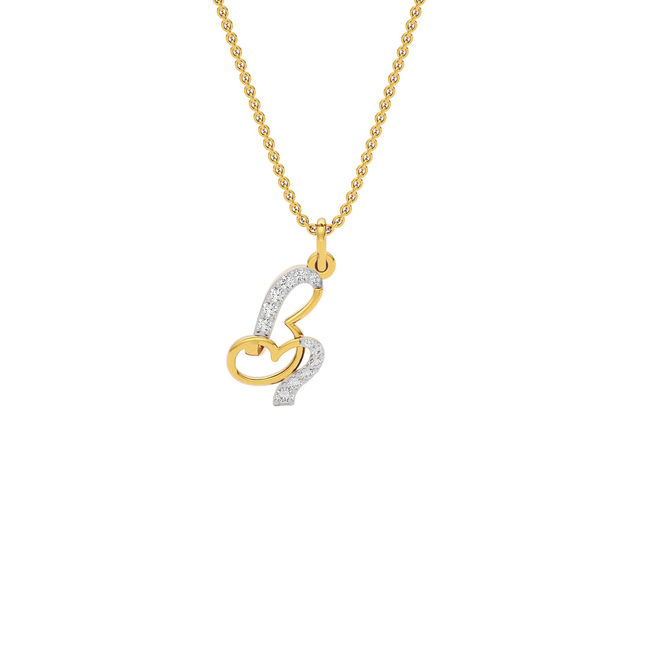 Beautiful ‘B’ Diamond Pendant 18 KT / Yellow Gold