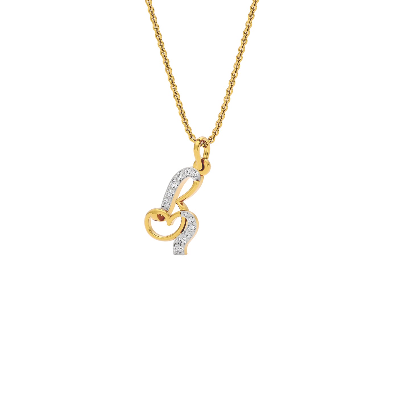 Beautiful ‘B’ Diamond Pendant 18 KT / Yellow Gold