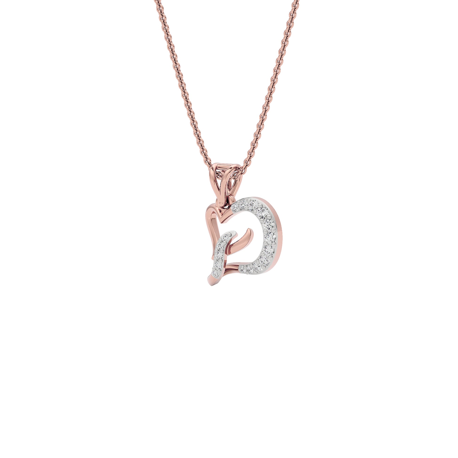 Dazzle ‘D’ Diamond Pendant 18 KT / Rose Gold