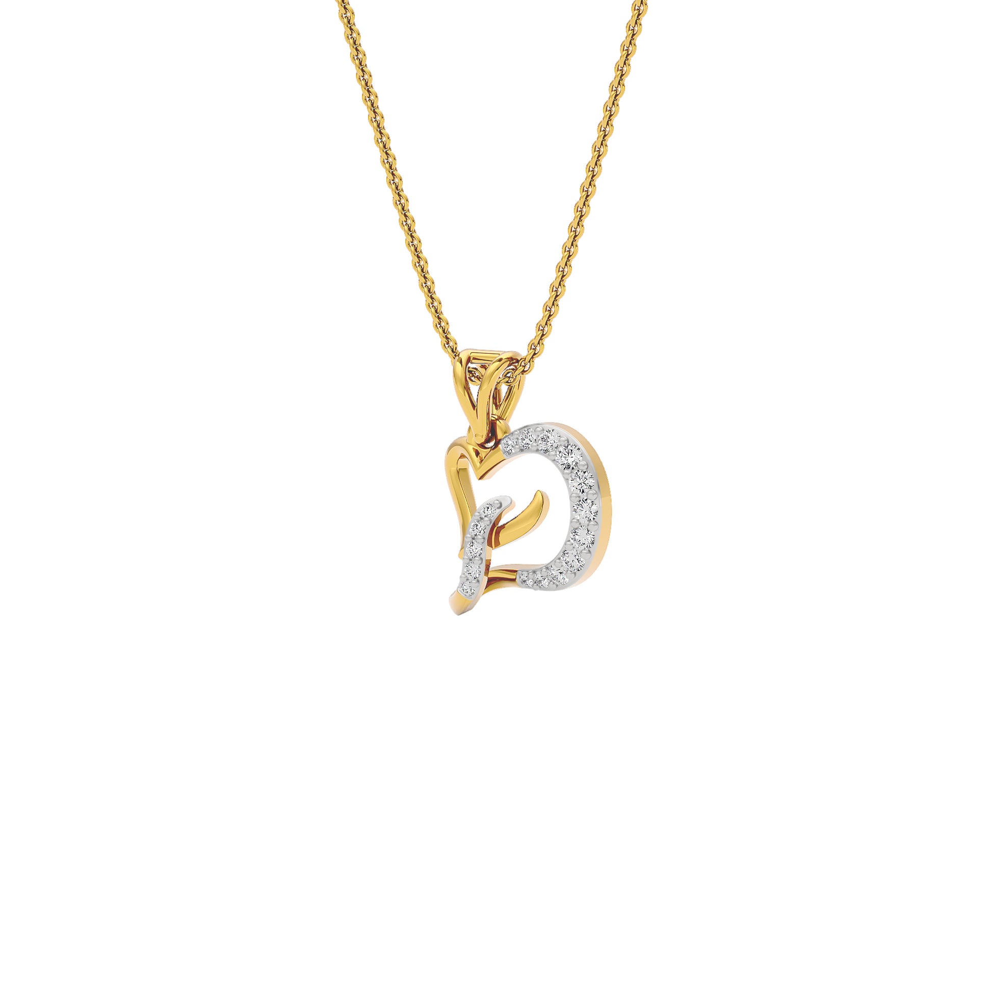 Dazzle ‘D’ Diamond Pendant 18 KT / Yellow Gold