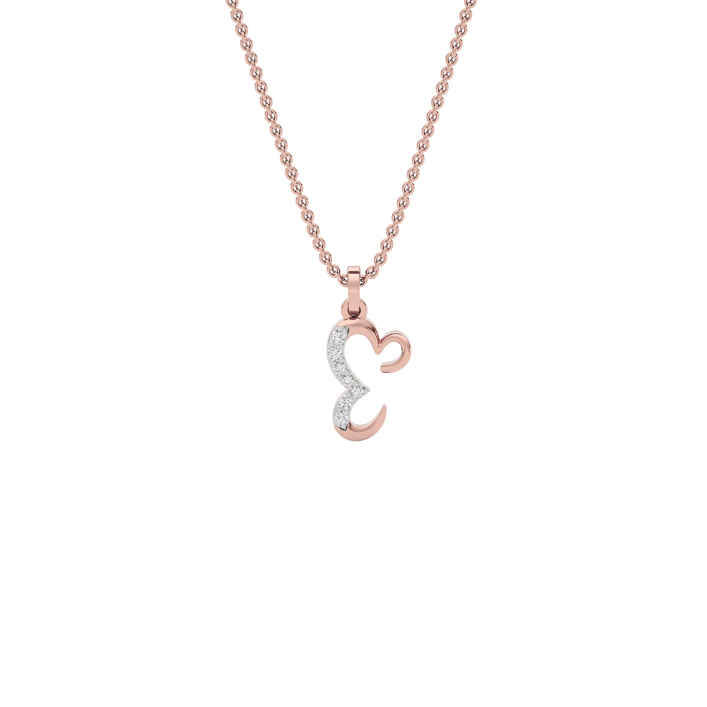 Extraordinary ‘E’ Diamond Pendant 18 KT / Rose Gold