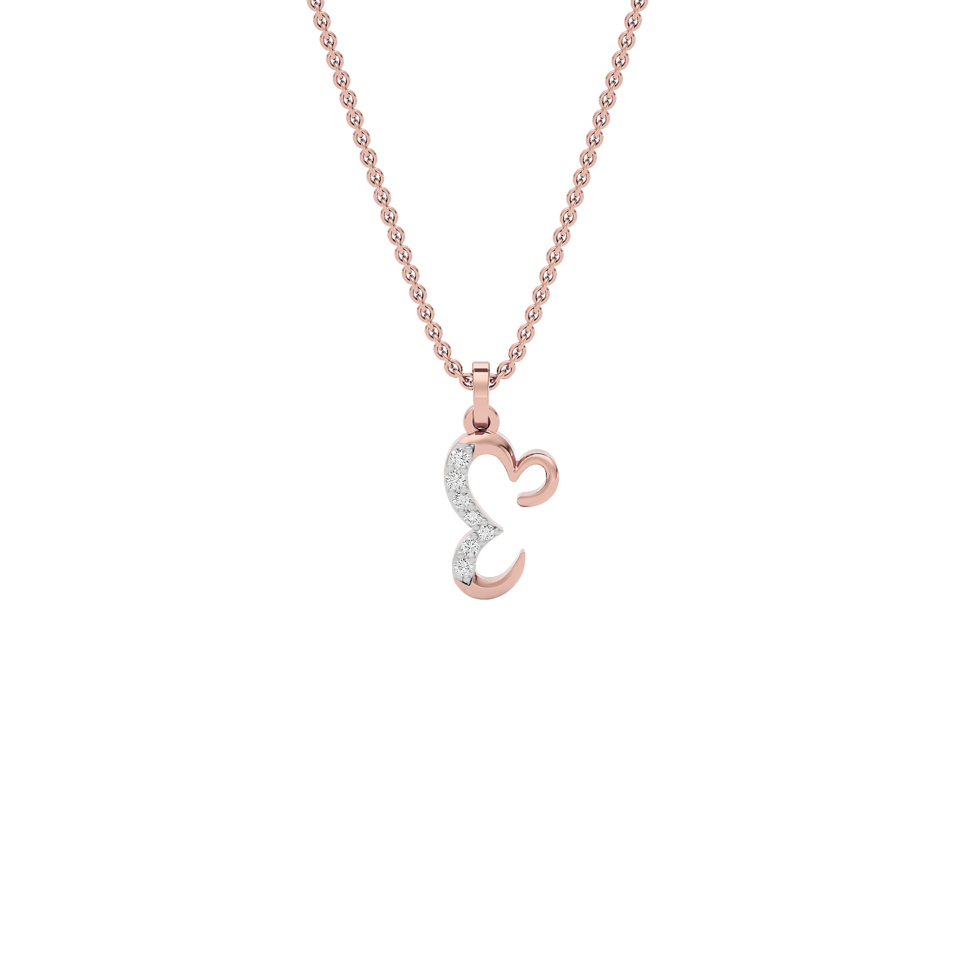 Extraordinary ‘E’ Diamond Pendant 18 KT / Rose Gold